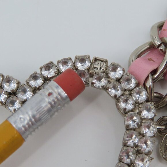 Y2K Womens One Size OSFM Silver Tone Metal Rhinestone Heart Chain Waist Belt main image 6